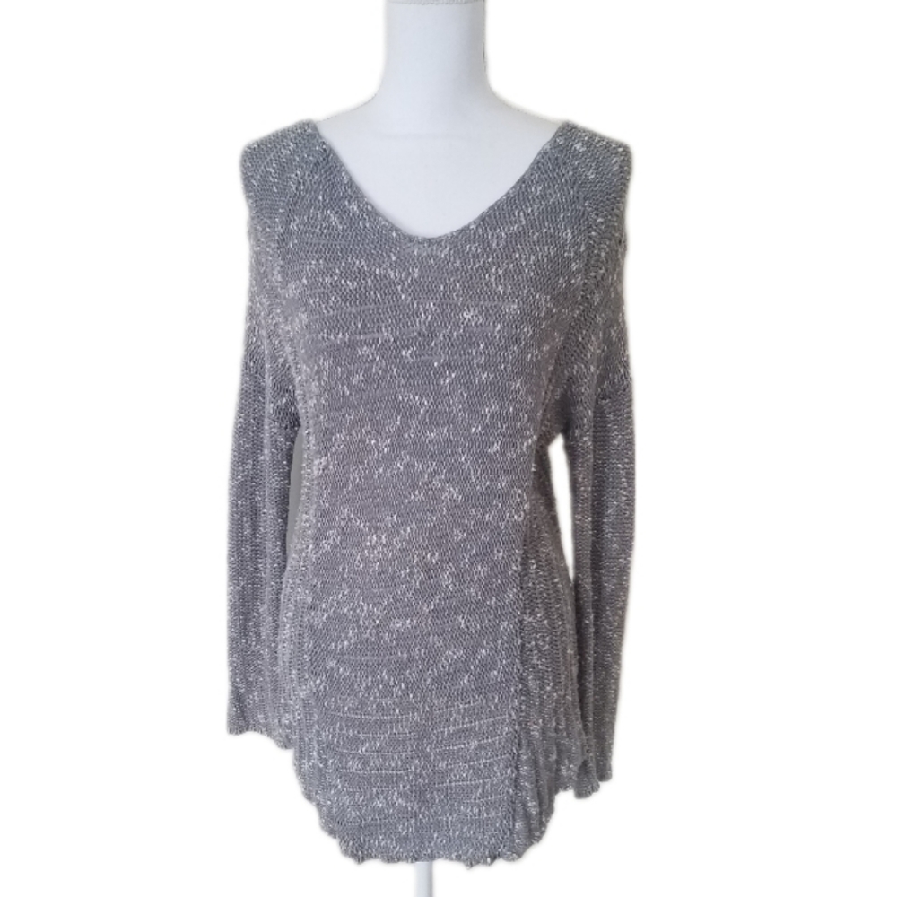 Helmut Lang Marled Cotton Linen Sweater Gray Size Medium